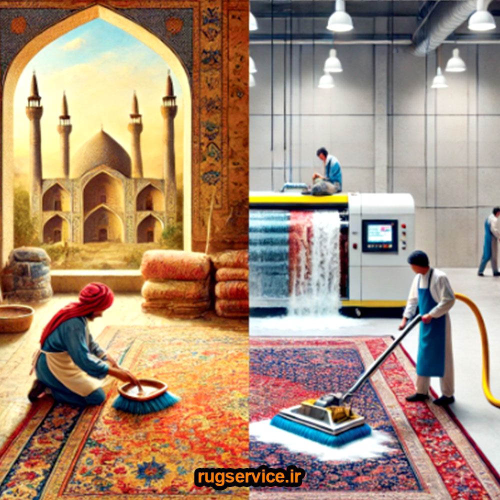 تفاوت قالیشویی مدرن و سنتی